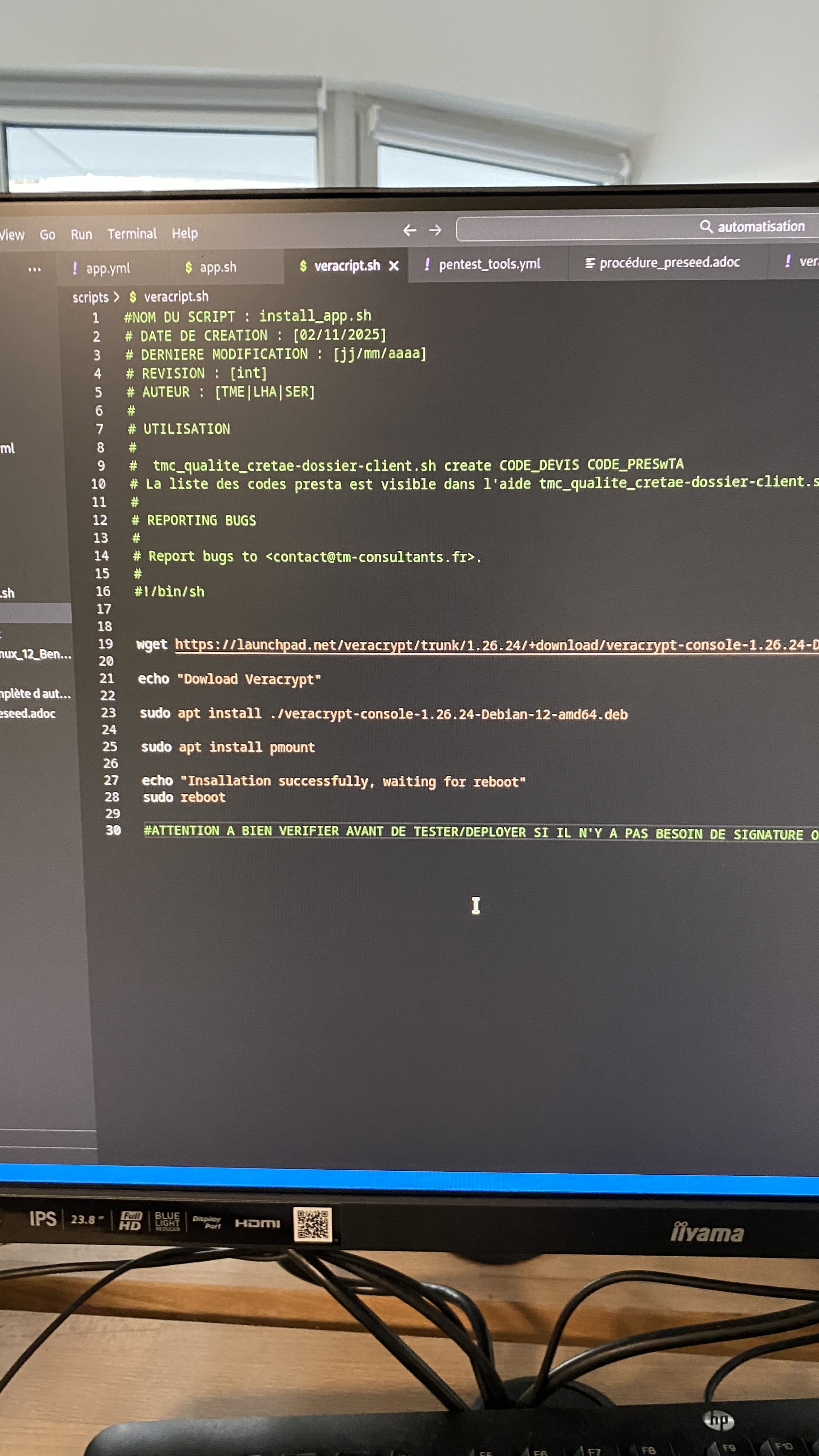 Script Bash veracrypt.sh — entête normée